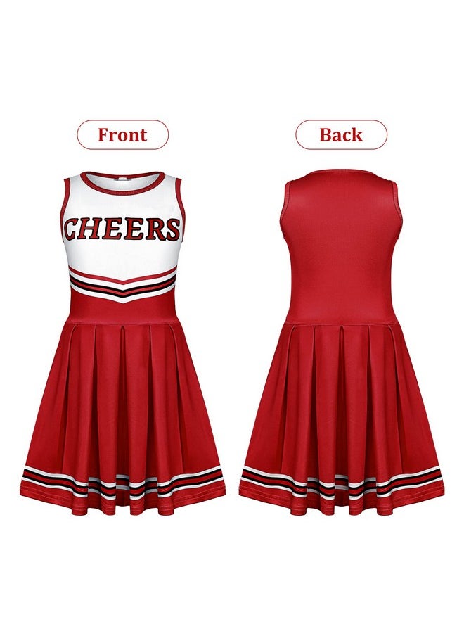 Haysandy - 4 Pcs Girls Halloween Cheerleader Costume Outfit Set Fancy Dress For Kids Halloween Birthday Party (9 To 10 Years Old) - Image 1