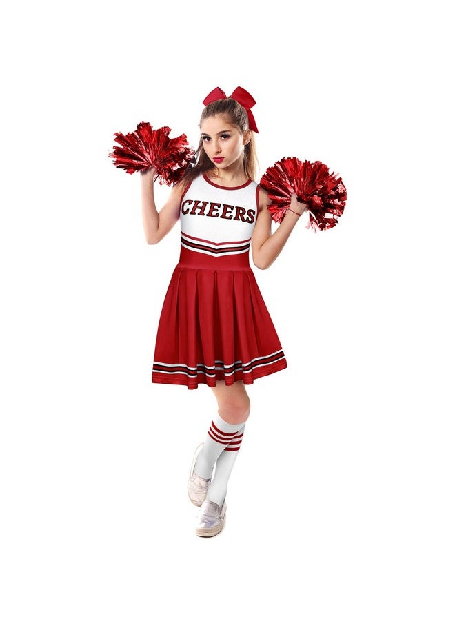 Haysandy - 4 Pcs Girls Halloween Cheerleader Costume Outfit Set Fancy Dress For Kids Halloween Birthday Party (9 To 10 Years Old) - Image 1
