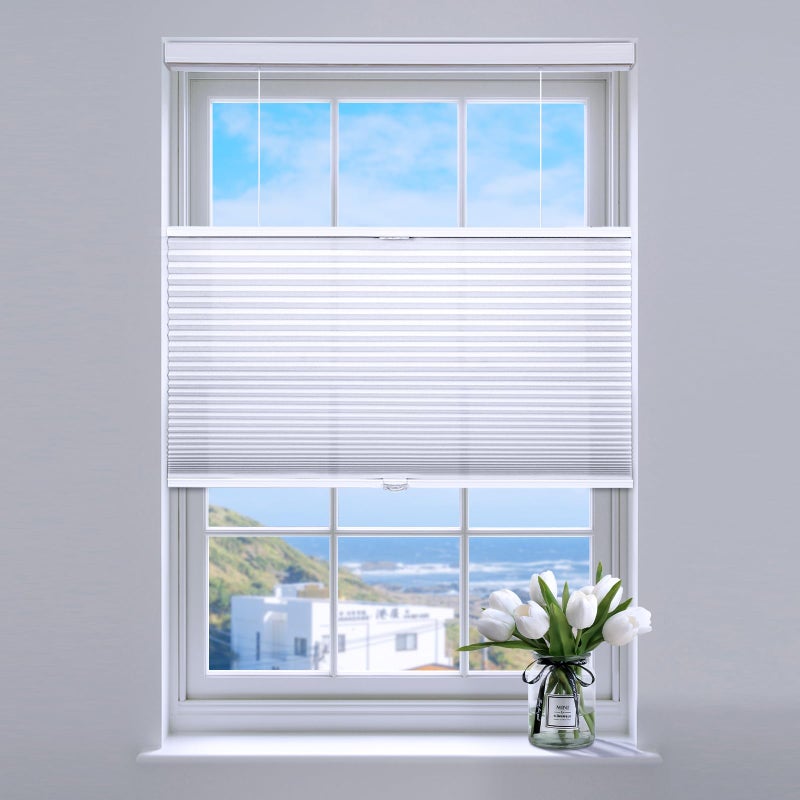 SUNFREE Top Down Bottom Up Cellular BlindsCellular Shades Blackout Honeycomb Window Shade for Windows 34 W x 64 H WhiteLight Filtering