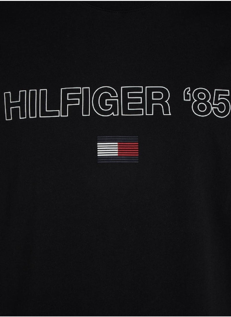 TOMMY HILFIGER - Men's Hilfiger 1985 Collection Featuring a Crew Neck T-Shirt - Cotton, Black - Image 1