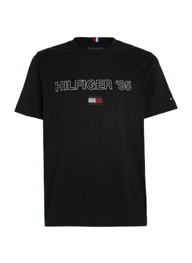 TOMMY HILFIGER - Men's Hilfiger 1985 Collection Featuring a Crew Neck T-Shirt - Cotton, Black - Image 1