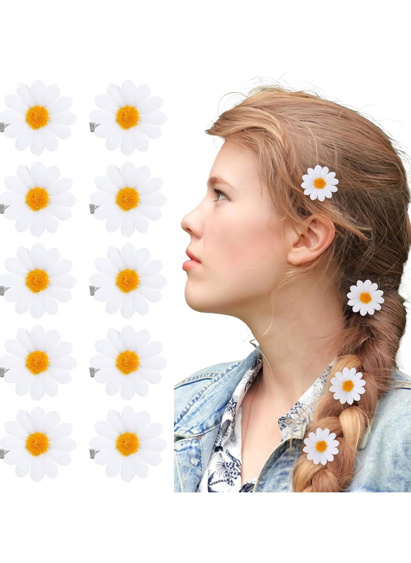 Goolsky 10pcs Delicate Daisy Hair Clips - Small Simulation Flower Hair Accessories for Women - Summer Hawaiian Style Mini Hair Clips with Vibrant Colors and Durable Design  - Image 1