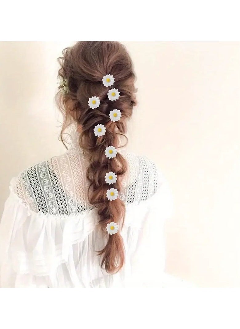 Goolsky 10pcs Delicate Daisy Hair Clips - Small Simulation Flower Hair Accessories for Women - Summer Hawaiian Style Mini Hair Clips with Vibrant Colors and Durable Design  - Image 2
