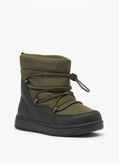 JUNIORS Boys Solid High Cut Slip-On Boots with Drawstring Detail  - Image 1