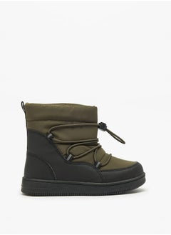 JUNIORS Boys Solid High Cut Slip-On Boots with Drawstring Detail  - Image 3