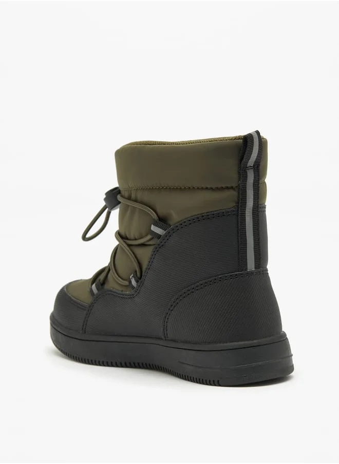 جونيورز Boys Solid High Cut Slip-On Boots with Drawstring Detail