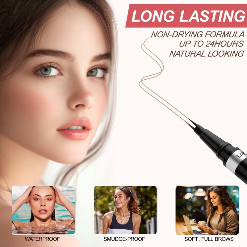 LAVONE Eyebrow Pencil, 2-in-1 Waterproof Eyebrow Pen, with 2 Tip Microblading Eyebrow Pencil and Ultra-Precise Brow Pencil, with Eyebrow Brush, Eyebrow Pencils for Women, Natural Hair-Like Brows - Blonde - Image 4