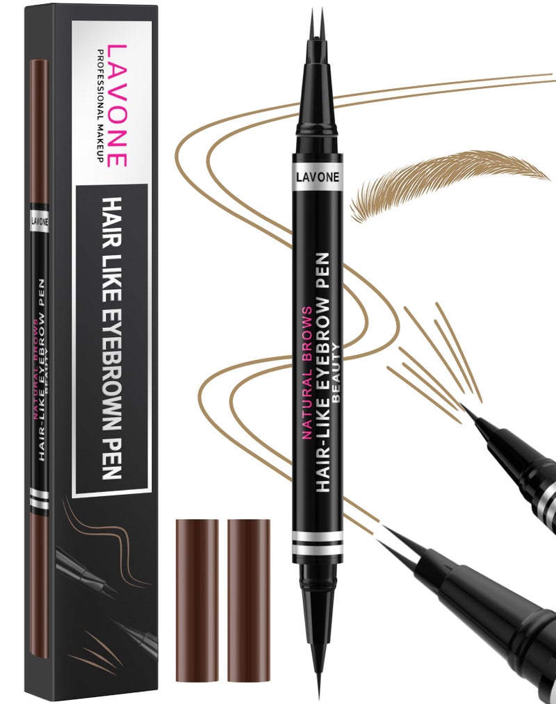 LAVONE Eyebrow Pencil, 2-in-1 Waterproof Eyebrow Pen, with 2 Tip Microblading Eyebrow Pencil and Ultra-Precise Brow Pencil, with Eyebrow Brush, Eyebrow Pencils for Women, Natural Hair-Like Brows - Blonde - Image 1