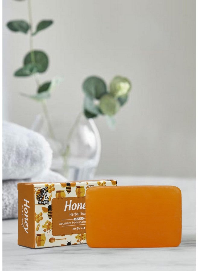 7TH AJMA Honey Handmade Soap - Natural Herbal Soap for Soft, Moisturized, and Radiant Skin, 75g (Pack of 8) - Image 3