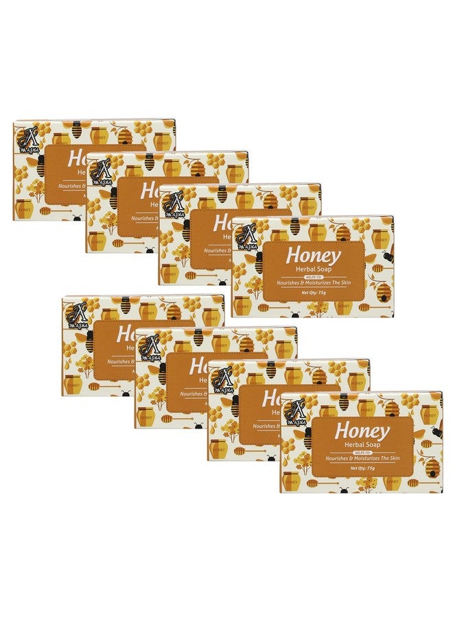 7TH AJMA Honey Handmade Soap - Natural Herbal Soap for Soft, Moisturized, and Radiant Skin, 75g (Pack of 8) - Image 1