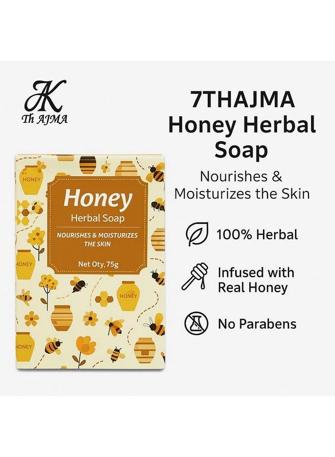 7TH AJMA Honey Handmade Soap - Natural Herbal Soap for Soft, Moisturized, and Radiant Skin, 75g (Pack of 8) - Image 4