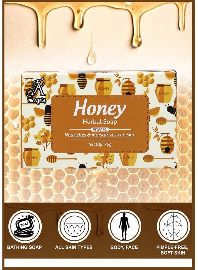 7TH AJMA Honey Handmade Soap - Natural Herbal Soap for Soft, Moisturized, and Radiant Skin, 75g (Pack of 8) - Image 2