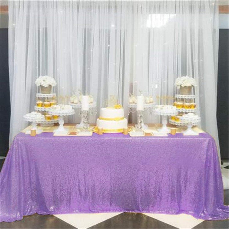 B.Cool B-COOL Lavender Sequin Tablecloth Glitter Decorations: Rectangular Lilic Shiny Table Overlays Romantic Garden Indoor Outdoor Party Decor 60x102inch - Image 2