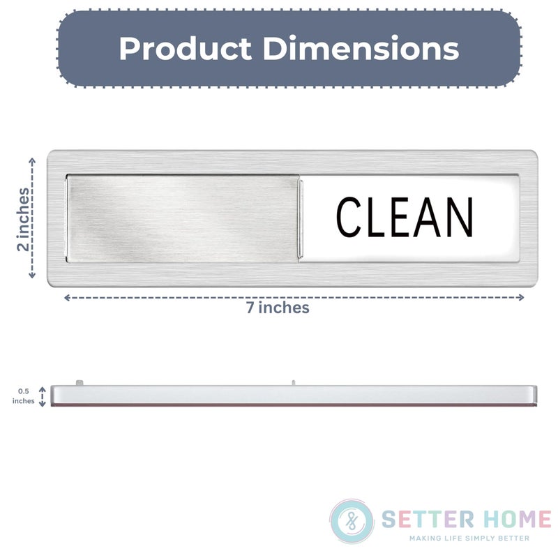 SETTER HOME Clean dirty magnet for dishwasher, Premium Clean Dirty Sign Indicator - Stainless Steel Grade 304 Clean Dirty Magnet for Dishwasher, Grey & White Minimalistic Style, Easy to Read with Extra Adhesive Tape - Kitchen Organizer - Image 2
