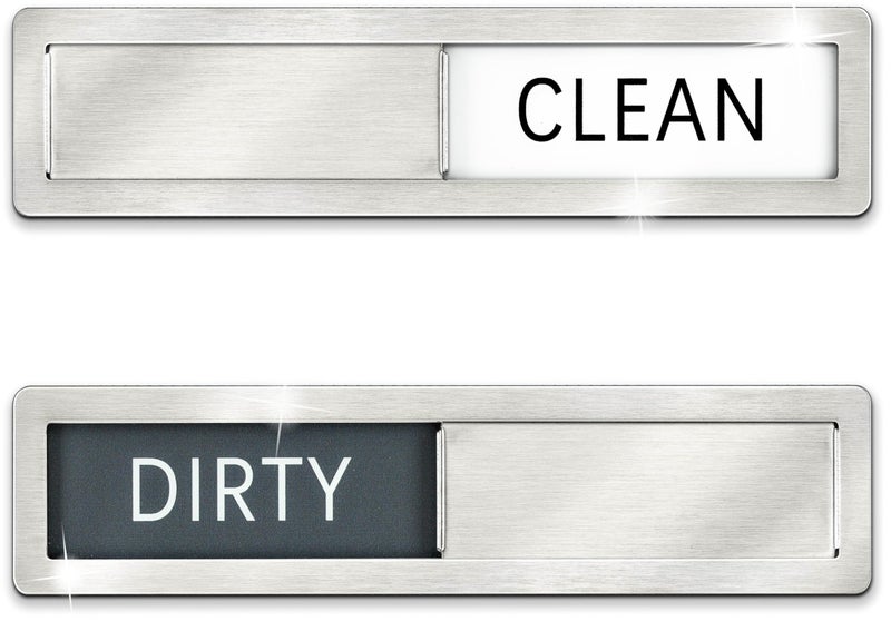 SETTER HOME Clean dirty magnet for dishwasher, Premium Clean Dirty Sign Indicator - Stainless Steel Grade 304 Clean Dirty Magnet for Dishwasher, Grey & White Minimalistic Style, Easy to Read with Extra Adhesive Tape - Kitchen Organizer - Image 1