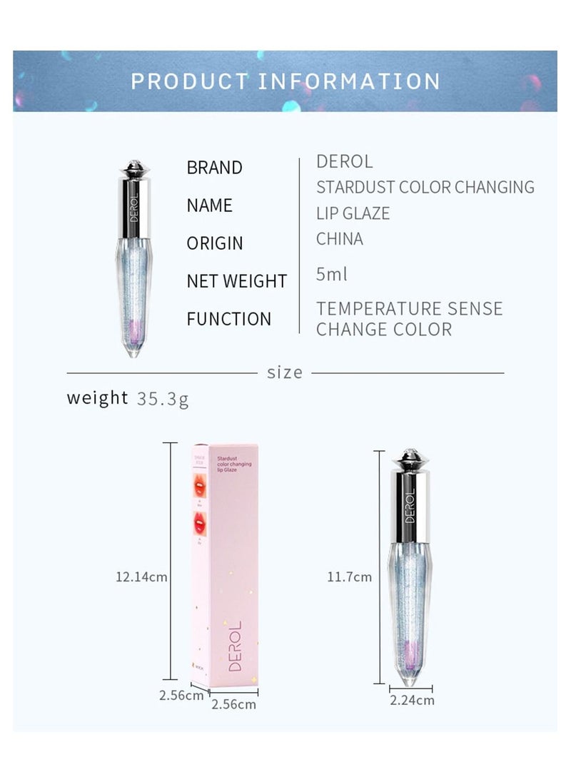 Lip Gloss Color Changing lips Oil Liquid Lipstick Long Lasting Hydrating Temperature Change With Hyaluronic Acid Light High Shine Finish For Plumper Moisturizing Non Sticky Glitter Shimmer