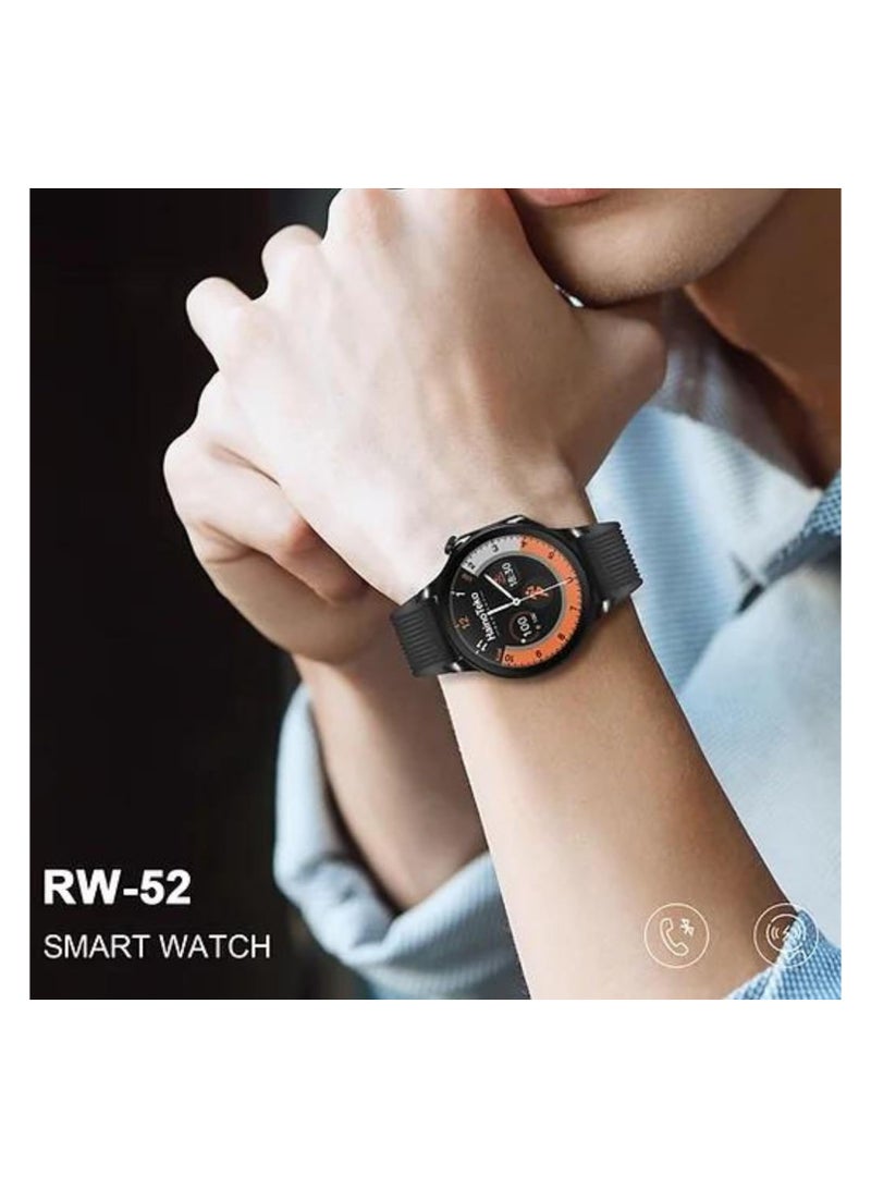 Haino Teko Germany RW52 Round Shape AMOLED Display Smart Watch With 3 Pair Straps For Mens and Boys Black - Image 2