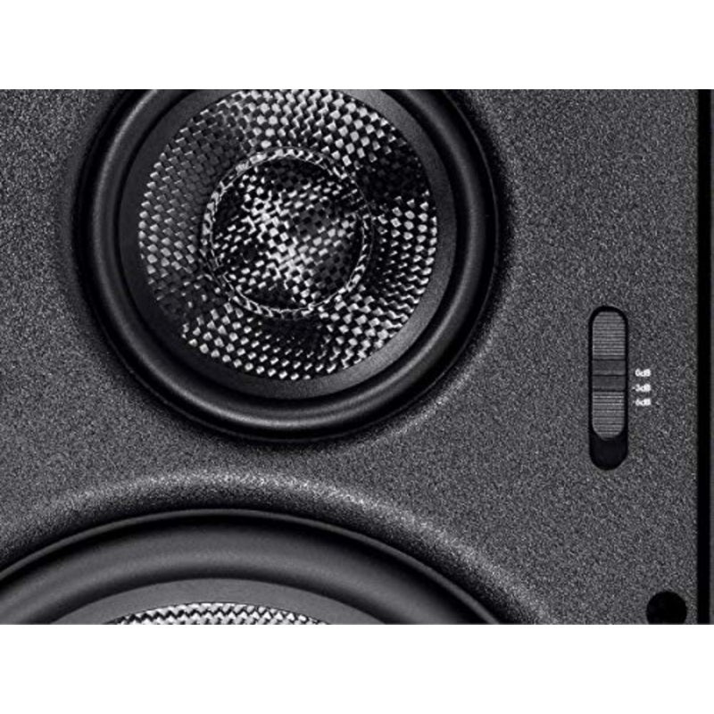 In-wall speakers for home theater use, carbon fiber cones, black finish, paintable magnetic grilles - Image 3