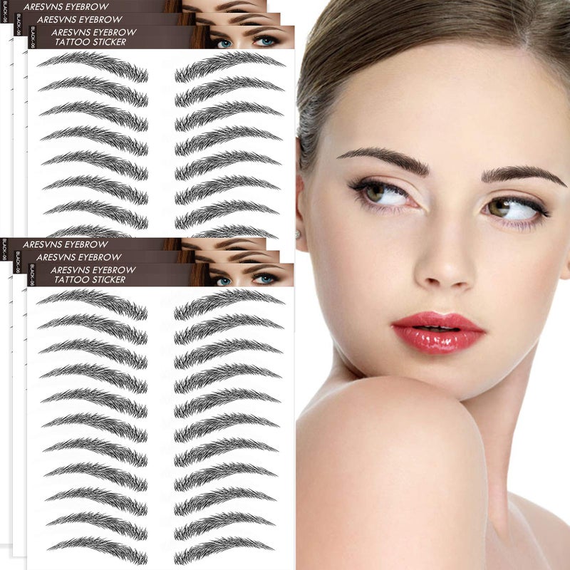 Aresvns Eyebrow Tattoos 66 Pairs4D Realistic Black Tattoo EyebrowNewly Improved Eyebrow Transfer StickersPopular HairLike Authentic EyebrowImitation Eyebrows Waterproof and LongLasting 35 Days