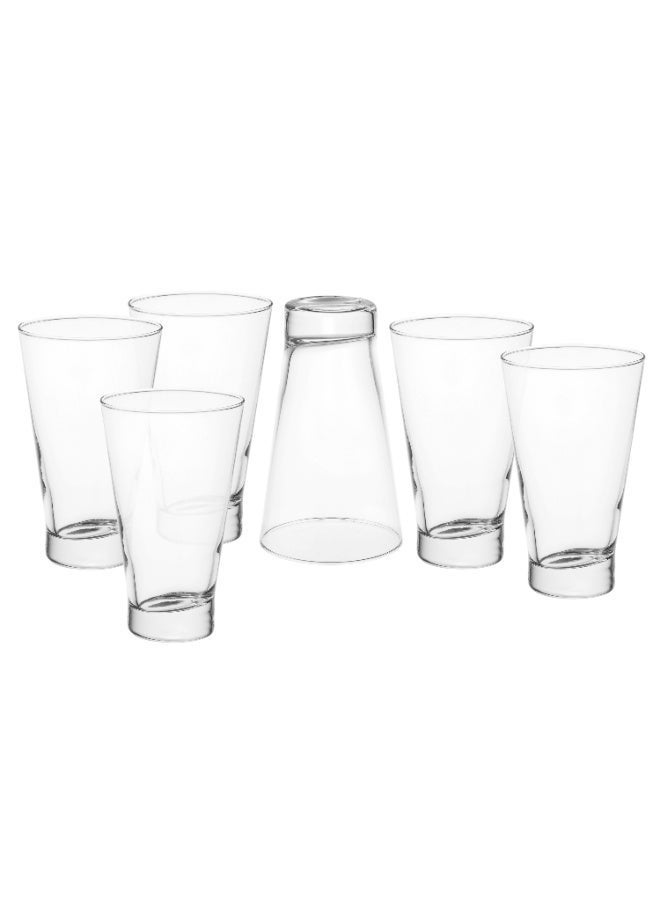 جرين أبل 🥤 طقم كاسات زجاج شفاف طويل 6 قطع – ارتفاع 14 سم – أكواب متعددة الاستخدام للعصائر والمشروبات الباردة والكوكتيلات - Image 2