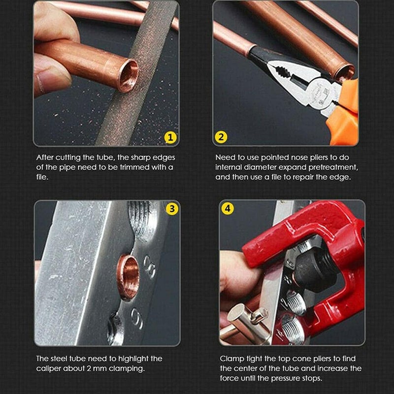 uptodateproducts مجموعة أدوات تشكيل أنابيب الفليرينغ 6 قطع للأخشاب والمعادن 31658 لخطوط الفرامل الهوائية - Image 5
