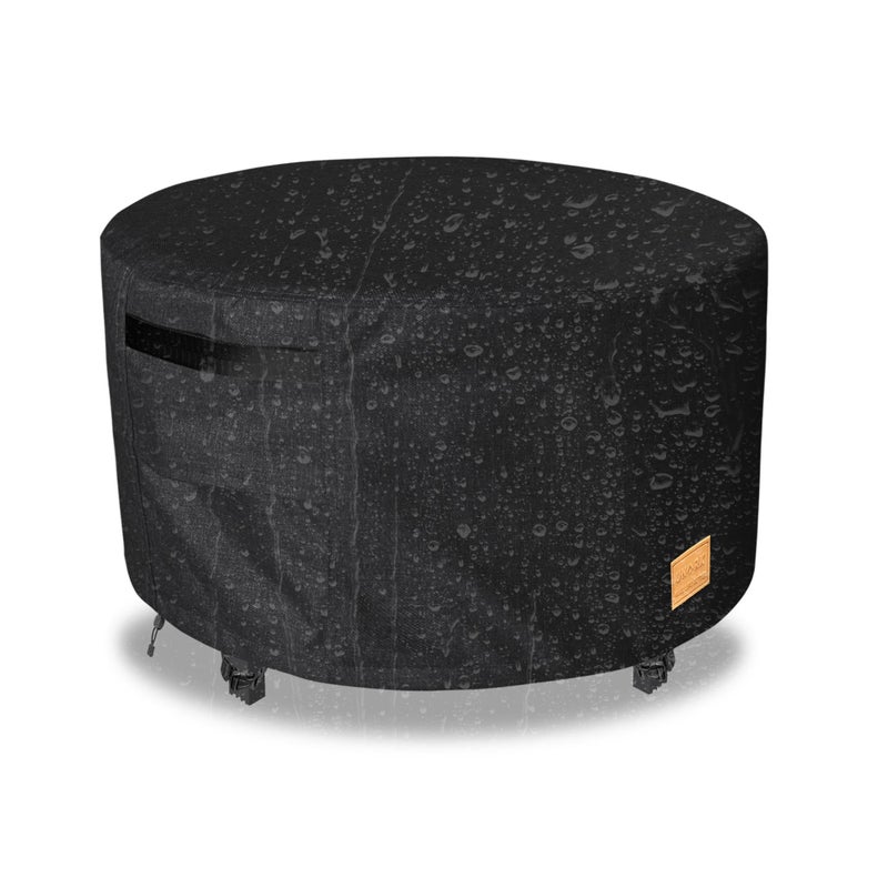 UNARK Fire Pit Cover Round 32 inchWaterproof 600D Heavy Duty Patio Fire Pit CoverOutdoor Round Gas Fire PitTable Cover32 Dia X 16HBlack - Image 2