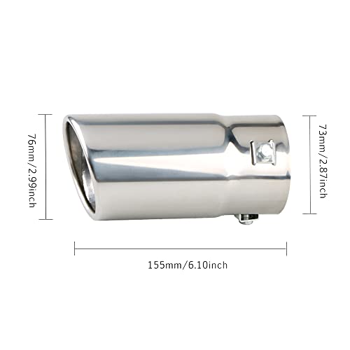 Sakali Universal 73mm Inlet Exhaust Tips Muffler Stainless Steel Bolt-On 2.8" Car Exhaust Tail Tip Pipe (Silver) - Image 2