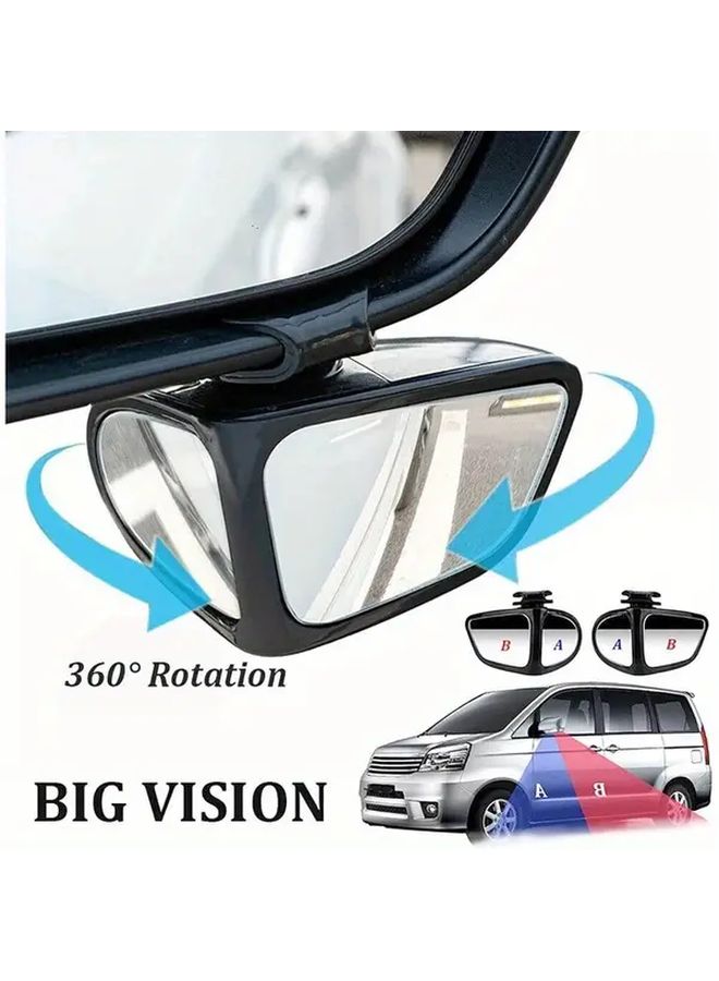 Car Blind Spot Mirror 360 Rotatable Double Sided Wide Angle Convex Rear View Mirror Variant Adjustable Triangle Shape For Car Truck SUV Enhanced Rearview Visibility Easy Installation - Image 2