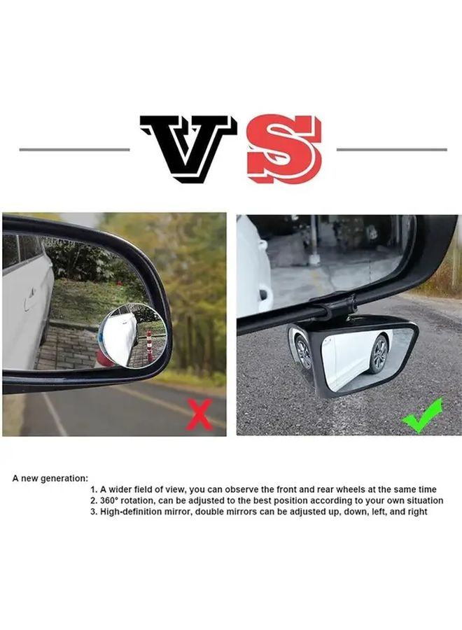 Car Blind Spot Mirror 360 Rotatable Double Sided Wide Angle Convex Rear View Mirror Variant Adjustable Triangle Shape For Car Truck SUV Enhanced Rearview Visibility Easy Installation - Image 3