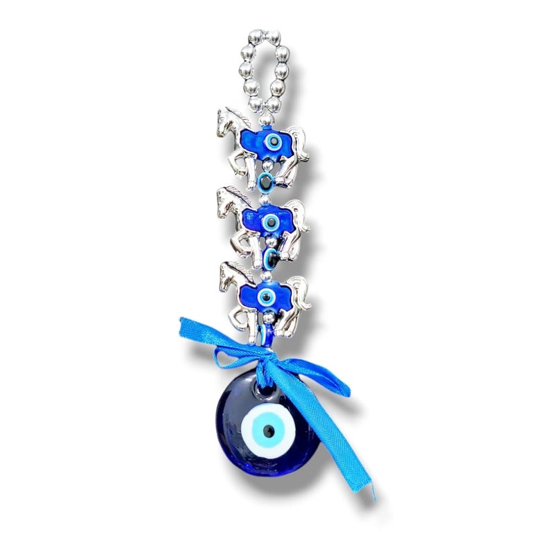 RIANZ Vastu Feng Shui Evil Eye Wall Hanging with for Good Luck Prosperity Zodaic Success Health Wealth Office Home Decor Car Three Horse Design - Image 3