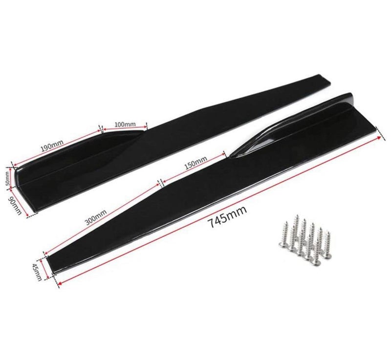 AUTO MT تعديل الجسم - مجموعة الجسم الخلفية/الأمامية 3 قطع 4 قطع فاصل ومفسدات بأنواع مختلفة من زعانف التهوية وغطاء مرآة ABS كبير وصغير 2 قطعة وأقواس العجلات ملحقات السيارة ((75 سم) فاصل جانبي.) - Image 2