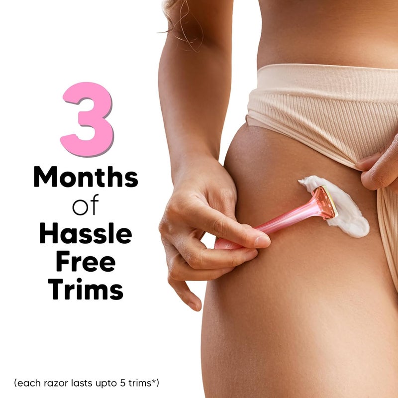 Lets Shave Evior Bikini Line Trimming Razor for Women, Pack of 3 | Skin-Safe Blades | Sensitive Area Trimmer | Reusable, Irritation Free & Precise Hair Trimming for Bikini Area - Image 5