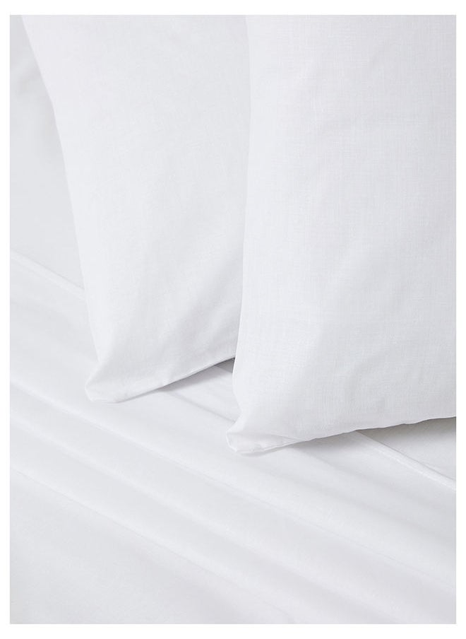 White Rose - 6 PCS White Double Bedsheet Set Cotton Blended 142 TC Premium Quality Everyday Use Breathable And Soft Platinum 2 Double Flat Sheet 229 x 254 cm, 4 Pillow Cases 51 x 76 cm Printed Design - Image 1