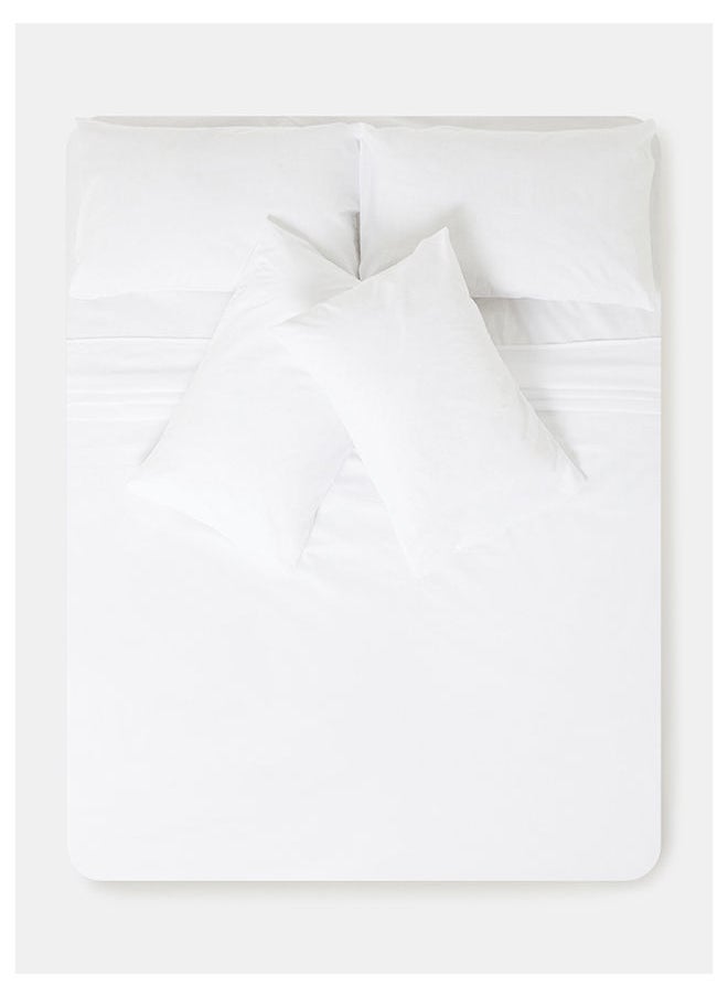 White Rose - 6 PCS White Double Bedsheet Set Cotton Blended 142 TC Premium Quality Everyday Use Breathable And Soft Platinum 2 Double Flat Sheet 229 x 254 cm, 4 Pillow Cases 51 x 76 cm Printed Design - Image 1