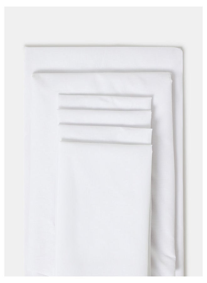White Rose - 6 PCS White Double Bedsheet Set Cotton Blended 142 TC Premium Quality Everyday Use Breathable And Soft Platinum 2 Double Flat Sheet 229 x 254 cm, 4 Pillow Cases 51 x 76 cm Printed Design - Image 1
