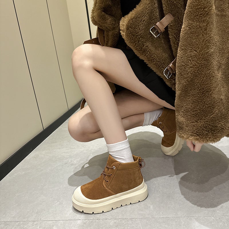 Women's Waterproof Winter Snow Boots Lace-up Casual Short Boots - Image 3
