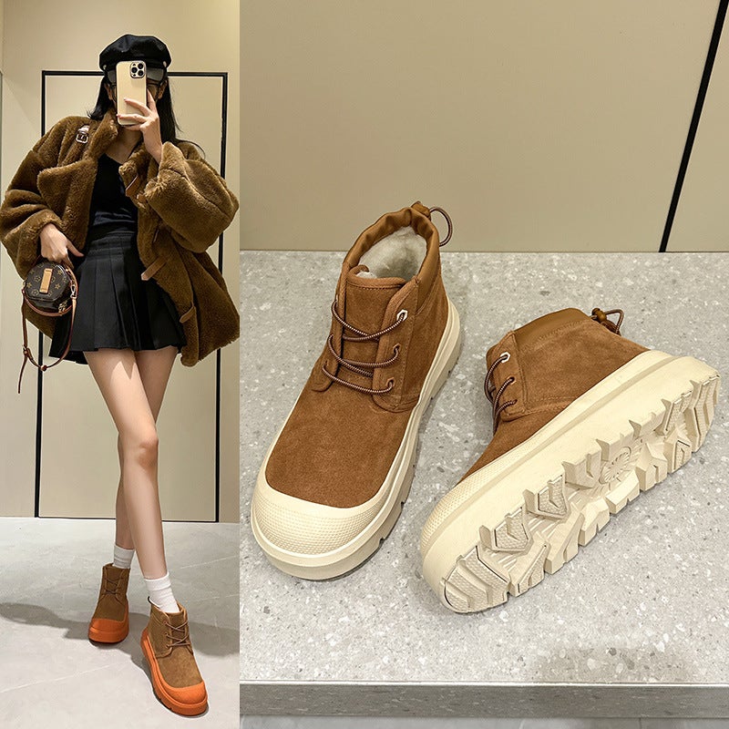 Women's Waterproof Winter Snow Boots Lace-up Casual Short Boots - Image 4