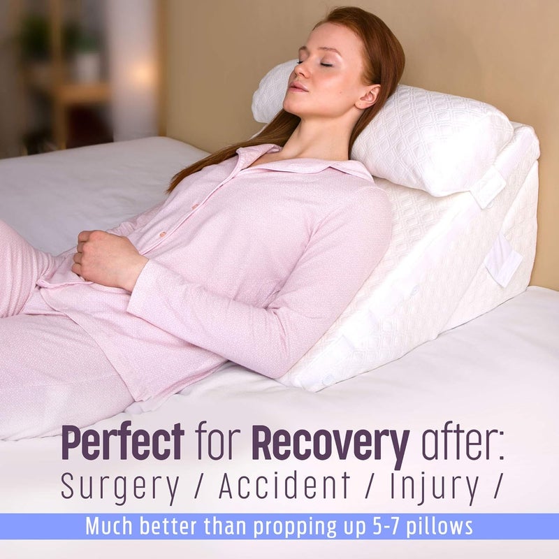 Flexicomfort Bed Wedge Pillow for Sleeping Adjustable Post Surgery Pillow 7 in 1 100 Memory Foam Head Support Cushion Incline Leg Elevation Pregnancy Snoring Washable Cover Large 24 Inch - Image 3