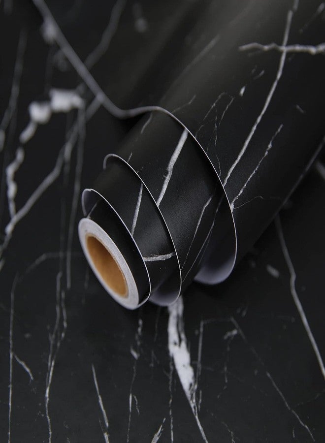 practicalWs 17.71" x 78.7" Marble Contact Paper Black/White Peel and Stick Wallpaper Thicken Self Adhesive Black Wallpaper for Countertops Cabinets Decorative Easy to Remove Upgrade - Image 1