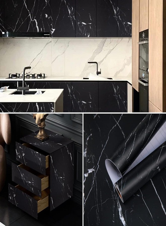 practicalWs 17.71" x 78.7" Marble Contact Paper Black/White Peel and Stick Wallpaper Thicken Self Adhesive Black Wallpaper for Countertops Cabinets Decorative Easy to Remove Upgrade - Image 5