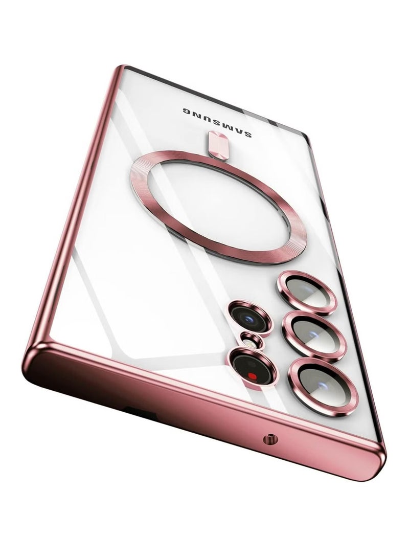 TIGER Case Compatible with Samsung Galaxy S25 Ultra (6.8") | Clear Magnetic Case with Wireless Charging Support – Camera Protection & Soft TPU Cover – Shockproof, Scratch-Resistant, Anti-Yellowing Slim Case for Galaxy S25 Ultra Pink - Image 1