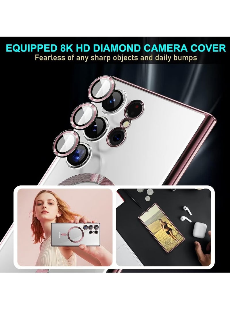TIGER Case Compatible with Samsung Galaxy S25 Ultra (6.8") | Clear Magnetic Case with Wireless Charging Support – Camera Protection & Soft TPU Cover – Shockproof, Scratch-Resistant, Anti-Yellowing Slim Case for Galaxy S25 Ultra Pink - Image 4