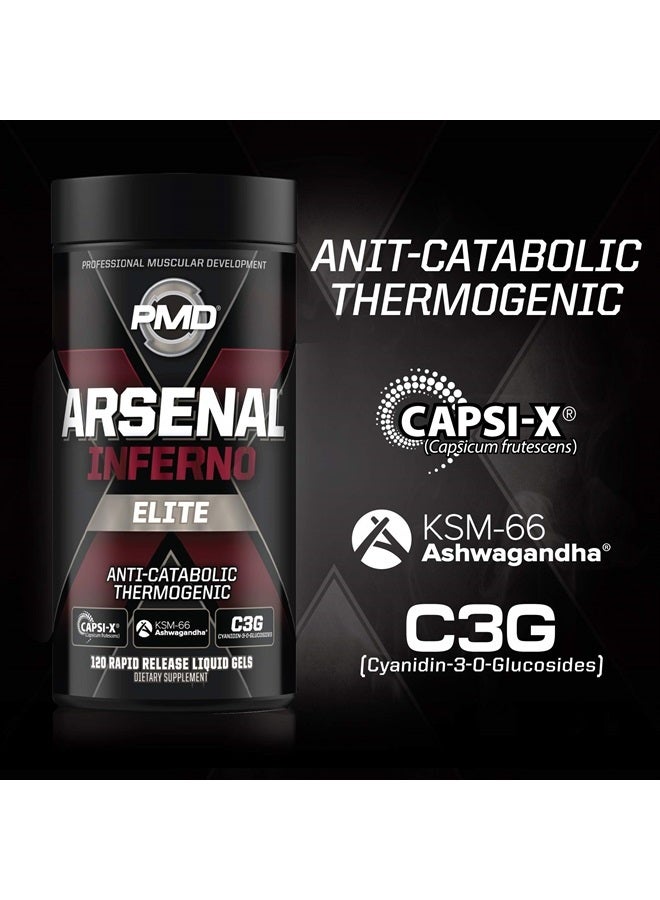 PMD Sports Six Week Inferno Stack - Maximum Strength Fat Burner and CLA Omega Fatty Acid to Lose Fat Fast and Increase Muscle Tone - Arsenal X Inferno/120 Liquid Gels, Omega Cuts Elite/180 Softgels - Image 3