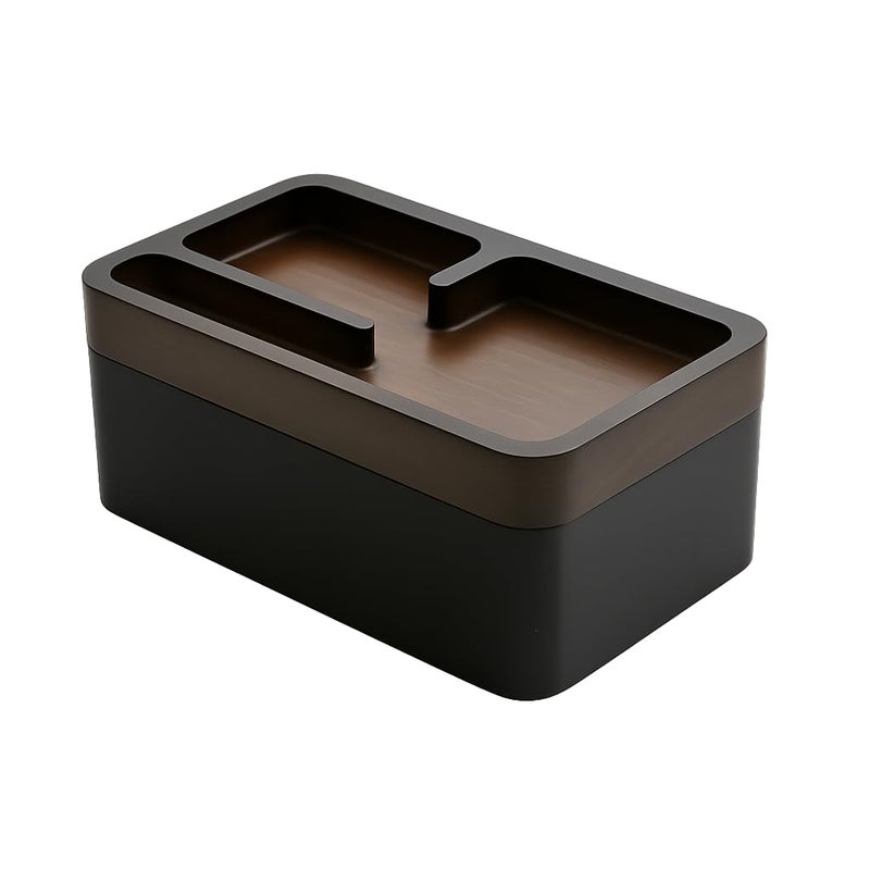 mordeco Revov Tray Box, EDC Valet Tray Box with Authentic Wood Magnetic Rotating Lid, Office Table, EDC Gear Organizer, Home Office, Desk Accessories (Black) - Image 1