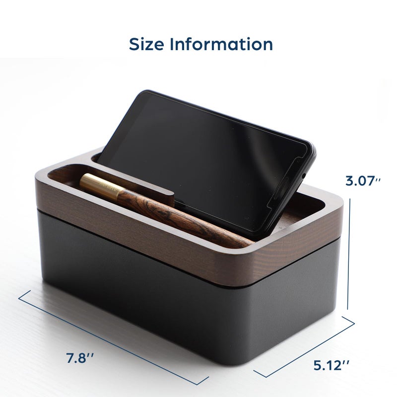 mordeco Revov Tray Box, EDC Valet Tray Box with Authentic Wood Magnetic Rotating Lid, Office Table, EDC Gear Organizer, Home Office, Desk Accessories (Black) - Image 2