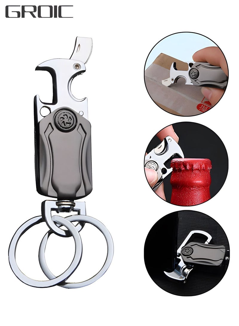 GROIC Heavy Duty Keychain Opener with 2 Keyrings Car Keychains,Bottle Opener, Fingertip Gyroscope,Auto Parts  - Image 1