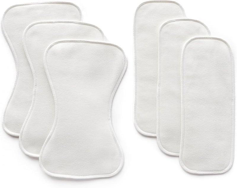 Esembly Ultra Absorbent Overnight Hemp Cloth Diaper Booster Inserts with Stay-Dry Fleece – Reusable Nighttime Doublers for Heavy Wetters – Size 1, 3 Sets (3 Contours and 3 Boosters) - Image 1