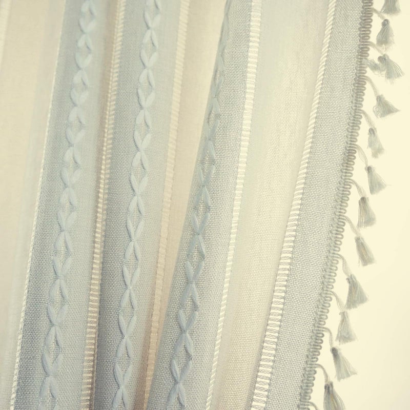 Deeprove Ivory Boho Startain FaLance for Cafe Kitchen Closet Diros Door Deick Sheer Bohemian Farmhouse Cotton Cotton Linen Short Drial Tassel Trim Classic Rustic Window Panel W52 X L18 1 قطعة - Image 4