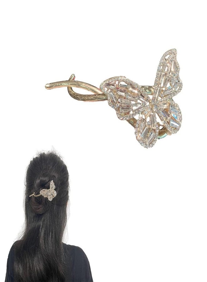Ashkash 1Pcs French Twist N Clip,Slide Barrettes, Hair Clip,Bun Fixing Hairpins, Zircon Butterfly Hair Clips,Rhinestone Hair Twist Clips,Hair Clips Accessories for Women Girls (silver-Butterfly) - Image 5