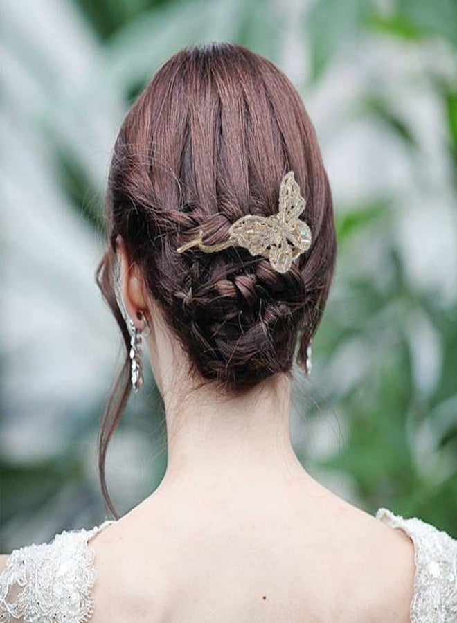Ashkash 1Pcs French Twist N Clip,Slide Barrettes, Hair Clip,Bun Fixing Hairpins, Zircon Butterfly Hair Clips,Rhinestone Hair Twist Clips,Hair Clips Accessories for Women Girls (silver-Butterfly) - Image 3